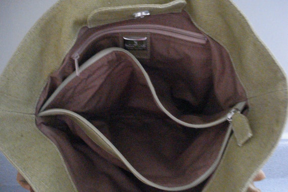 Vintage Paolo Masi Handbag Olive Green Leather Linen Etsy