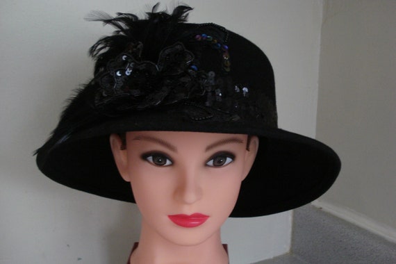 VINTAGE Mr. HI's Classic HAT / Black Wool Fancy F… - image 1