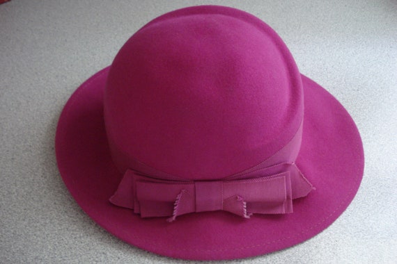 VINTAGE Geo BOLLMAN HAT / Magenta Pure Wool Felt … - image 7