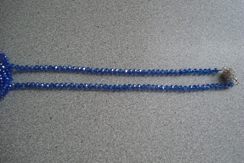 VINTAGE 2 Austrian CRYSTAL NECKLACES Sapphire and Baby Blue 5 Strand /& Single Strand Rhinestone Clasp