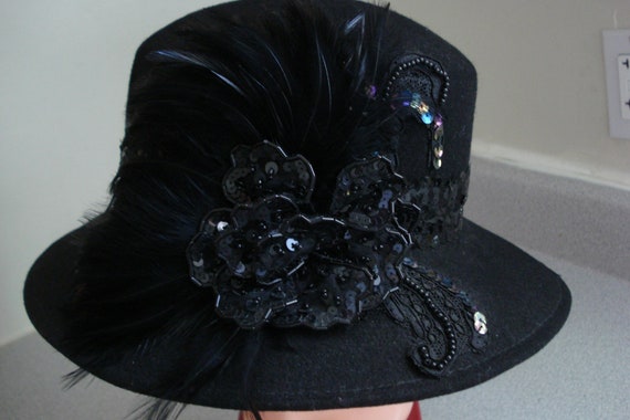 VINTAGE Mr. HI's Classic HAT / Black Wool Fancy F… - image 7