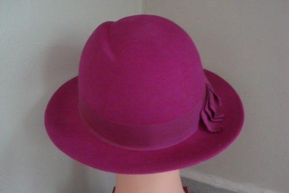 VINTAGE Geo BOLLMAN HAT / Magenta Pure Wool Felt … - image 4