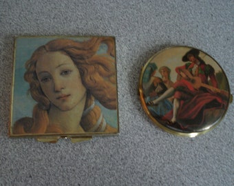 VINTAGE 2 Double MIRROR COMPACTS ( Can be Sold Separately ) Italy and Germany / Beauty Accessories.