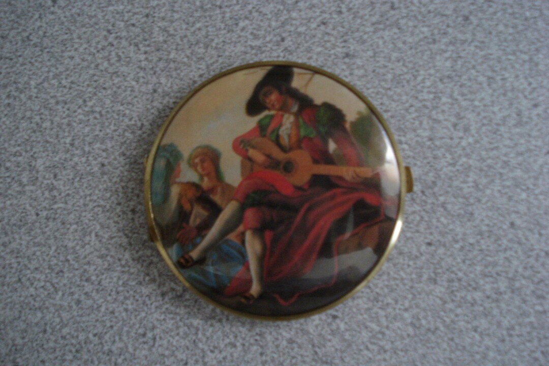 Musical Compact Mirror VINTAGE Double MIRROR COMPACT / Regular & Magnifying / Double Sided ...