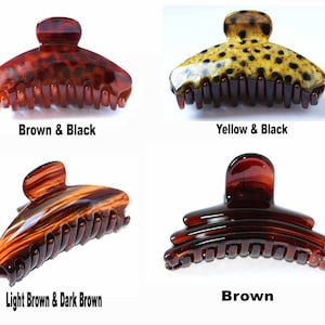 New French Alligator Claws Hand-Painted In France Celluloid Acetate Tortoise Large 3 3/4 x 1 1/2 Inch Hair Claw Jaw Clip Q23-24-25-U45