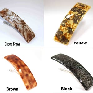 New French Hand-Painted Barrette Collection Large 3 1/2 x 1 Inches Celluloid Tortoise Shell Hair Barrettes Clip Q46-47-49-53