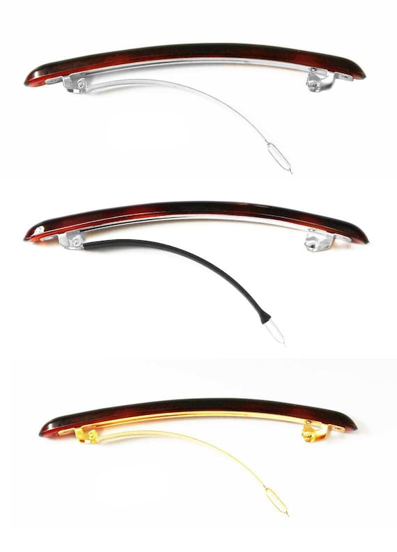 SET OF 2 COMBO French Sleek Design Hair Barrette Celluloid Acetate Tortoise Shell Large 4 1/2 Inch Hair Barrettes U60