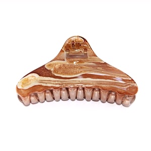 French Hand Painted Large Jaw Clip Cellulose Acetate Tortoise Shell Beige Flowing Marble Look 3 1/2 inch Cluture Hair Claw Q22