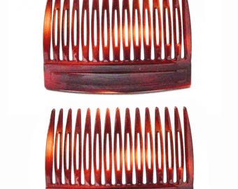 Set van twee kammen met schildpadprint Frans gemaakt hoge kwaliteit celluloid acetaat schildpadtanden 3 x 2 inch dia's kammen haarspeld U66