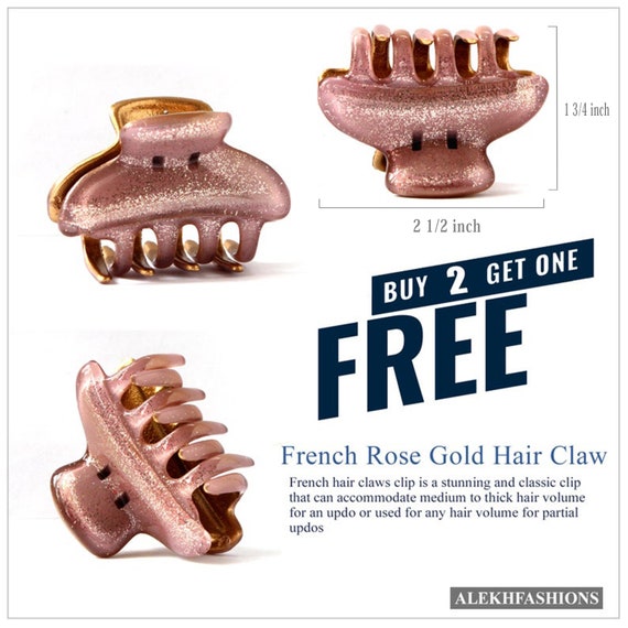 SALE BUY 2 Get 1 Free French Hair Claw Clip Rose Gold  display picture 2
