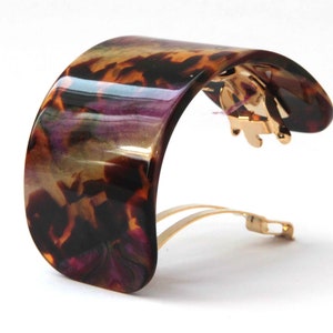 NEW COLLECTIONS French Curve Hair Barrettes For Women Small 2 Inch Purple Celluloid Acetate Hair Clip Stamped Handmade In France N29