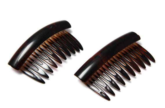 Set Of 2 French Hair Combs Made of High Quality Celluloid Acetate Tortoise Medium Teeth 2 Inches Slides Combs Hair Clip Made In France U18