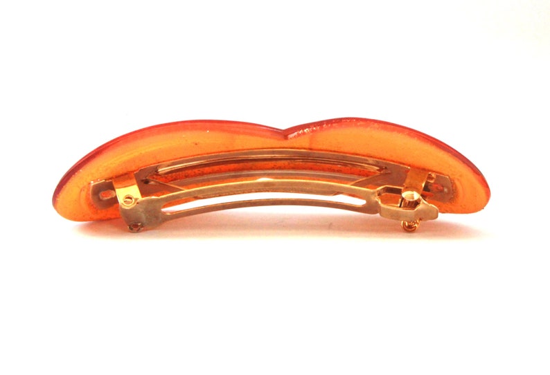 New French Hair Barrette Clip Made In France Large 3 12 Inch Infinity Shape Orange Tortoise Shell Hair Barrette For Girls D38