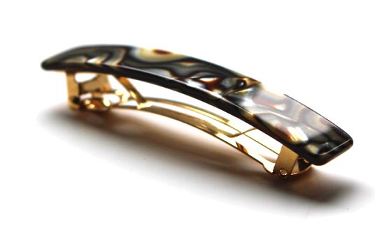French Onyx Handmade 3 Inch Long Hair Barrette Gold With No  display picture 3
