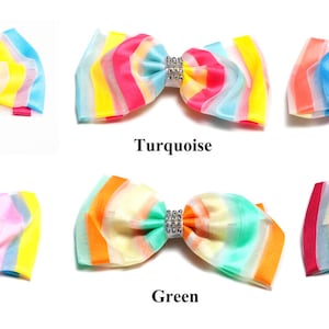 Fashionable Multi Color Bow Shape Hair Clip Fresh Look With Studded Crystal For Extra Sparkles Hair Clip Acessories