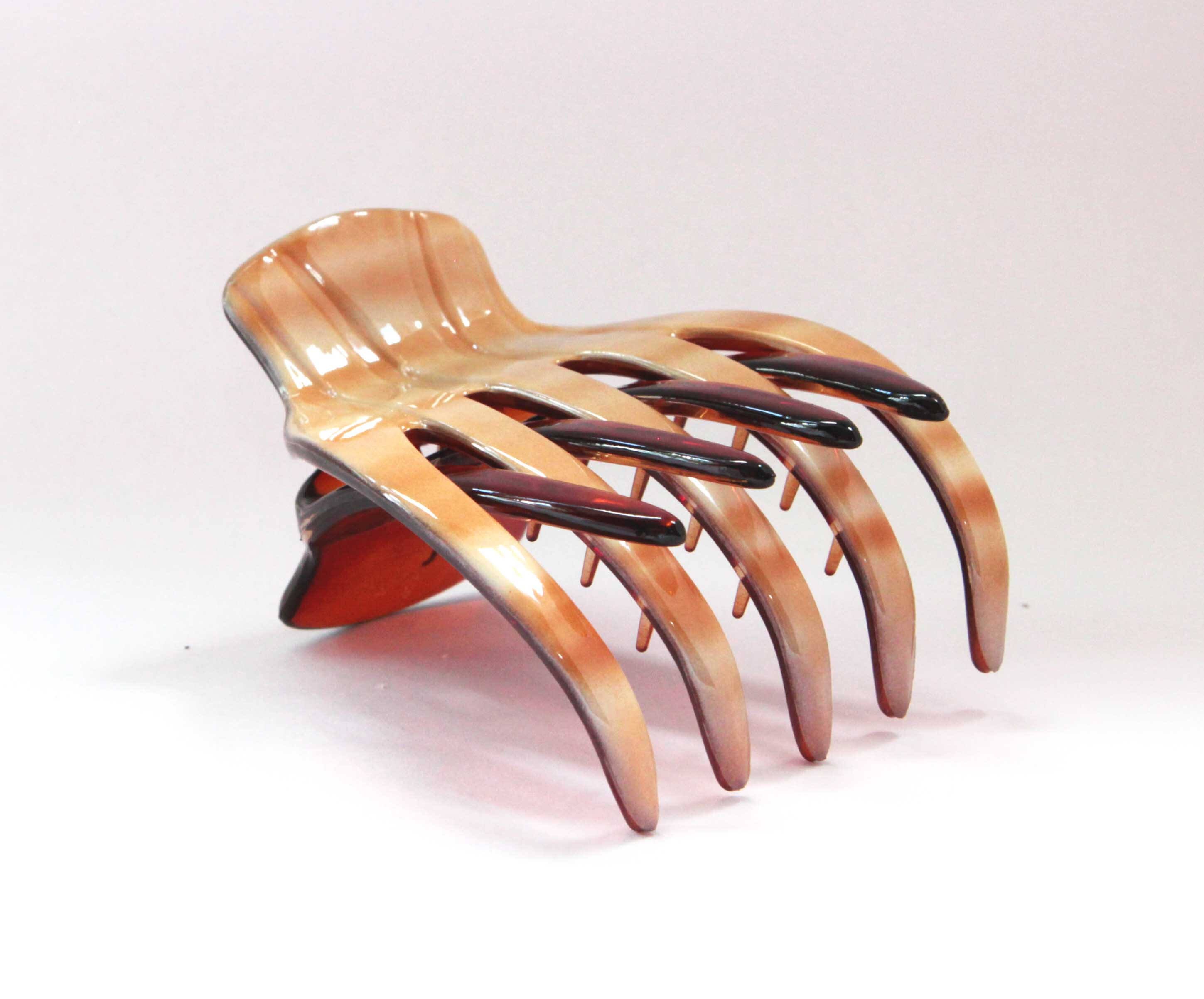 French New Collection Hand Painted Beige Hair Claw Medium 2