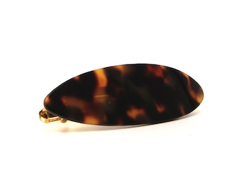 New Premium French Curved Hair Barrette Tokyo Celluloid Acetate Tortoise Hair Clip Stamped Handmade In France N92B