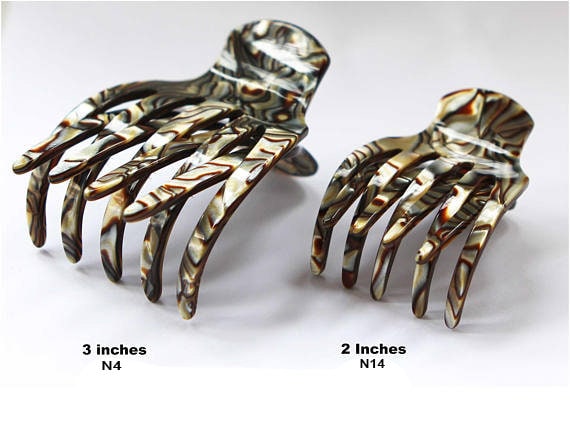 Onyx Hair Claw, Handmade Celluloid Acetate Clip, Made In France