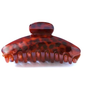French Jaw Clip Animal Print Claw Collection Celluloid Acetate Tortoise **NO METAL ** WIDE Opening ** 3 3/4 x 1 1/2 Inches Hair Clip Q23