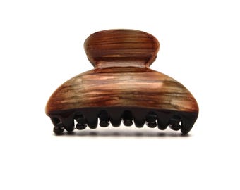 French Faux Wood-Grain Jaw Clip, Cellulose Acetate Hair Claw