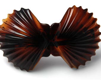 Bakelite or Celluloid French Hair Clip Barrette Burgandy Vintage Signed France Celluloid French Red Plaid Barrette Hair Pin Art Deco Mid  main image 4