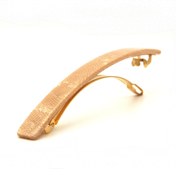 French Hair Barrette Large 4 Inch Sleek Beige Color Modern  display picture 2
