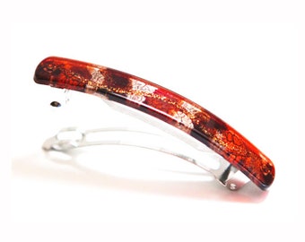 Franse handgeschilderde bourbon-haarspeld met extra glans en sprankeling celluloid acetaat schildpad medium 3 inch gemaakt in Frankrijk haarspeldje Q16