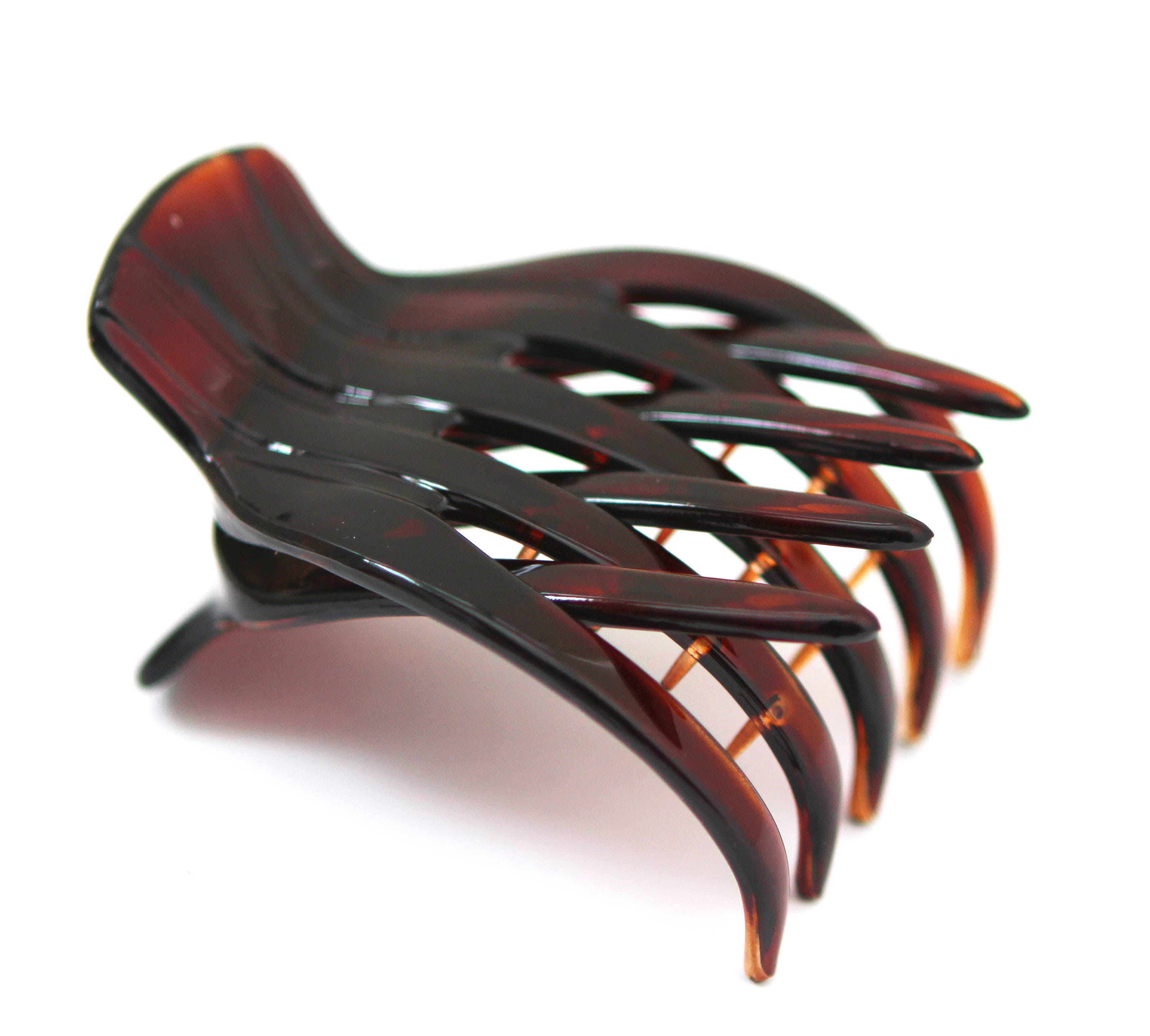 12 Fermagli Per Capelli A Scatto Neri E Marroni, Barrette In Metallo Dipinto Larghe 1,75″