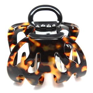 French Handmade Hair Claw Couture Tortoise Octopus studded with real Swarovski® Crystals Pattern Tokyo - 2.5 x 2 Inch N1