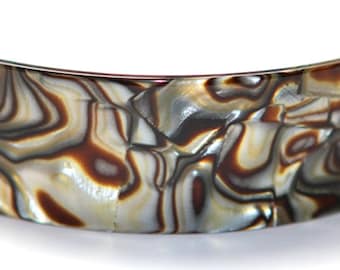 French Curved Onyx Handmade Hair Barrette 3 1/2 Inch Silver Tone Hair Clip Barrettes N6