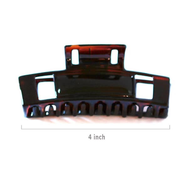 French Open Rectangular Jaw Clip Large 4 Inches Celluloid Acetate Tortoise Hair Claw Clip Hair Accessories U46