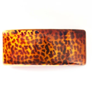 Large French Hair Barrette Leopard Print Natural Cellulose Tortoise Shell Q42
