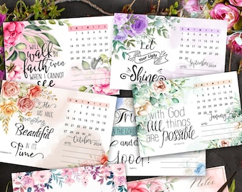 Bible Verses Cards Calendar 2024 - Easel Calendar 2024, Calendar PRINTABLE, Monthly Calendar, Desk Calendar Printable, Digital Calendar 2024