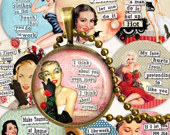 SARCASTICO LADIES (18, 20, 25, 30mm) immagini per citazioni sassy stampabile di ciondolo - fogli Collage preventivo - - pinup foglio collage digitale ragazze