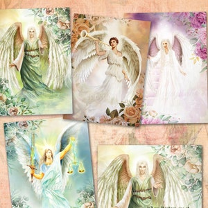 ARCHANGELS Michael, Raphael, Gabriel, Uriel - Religiöse Kunst, Digitales Blatt, Grußkarten, Kunstjournale, Scrapbooking, Spirituelle Bilder