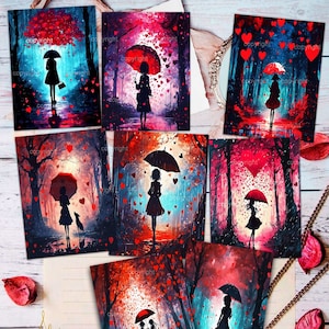 Valentijnsdag RAIN OF HEARTS - afdrukbare Valentijnskaarten, atc-kaarten downloaden, Valentijnsdag junk journal, Valentijnsdag tags en kaarten