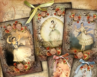 DANCE WITH ME- Printable Download Digital Collage Sheet, digital images, Vintage,Greeting cards, Gift tags, Jewelry holders, scrapbook Paper