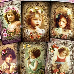 Boutique Loisir Creatif, Images Digitales, images digitales carrées, Cartes faites-main, Scrapbook,  - ENFANTS DE FLEURS