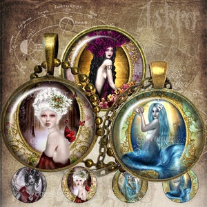Zodiac art - Round Images Instant Download -  printable images, bottle caps, Collage Sheets, images for pendants - Astrology Jewelry