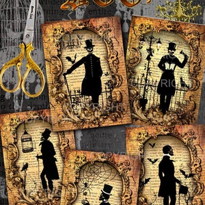 Halloween silhouette  -  découpage, Images digitales pour scrapbooking, cartes faits main