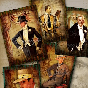 LES HOMMES Vintage Retro découpage, Images digitales - Pour Cartes faits main, scrapbook,  +1 carte postale silhouette victorienne GRATUITE