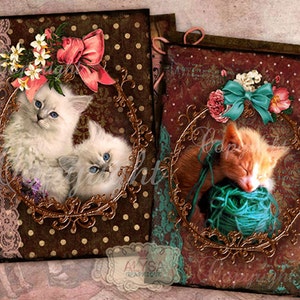 chats  -  découpage, Images digitales pour scrapbooking, cartes faits main , journales