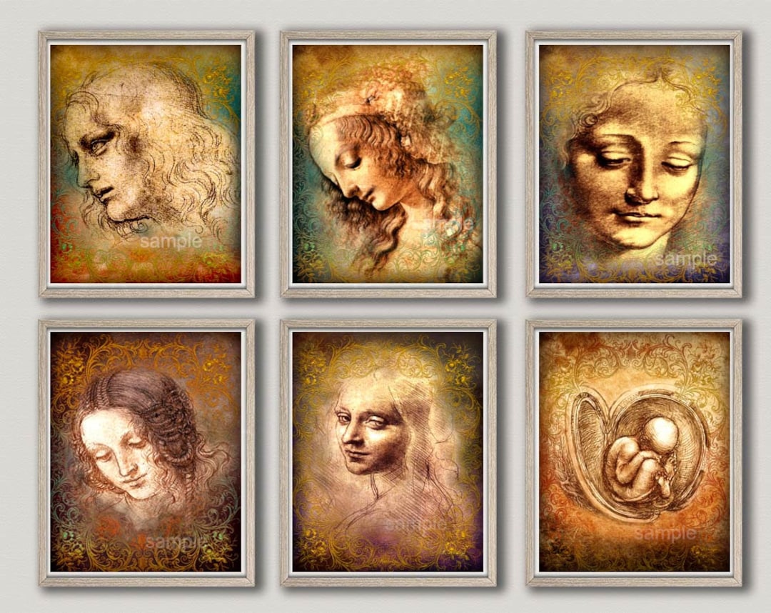 Wall Art Set of 8 Leonardo Da Vinci Wall Art Prints Set 11 X 14 Printable Wall Art Instant