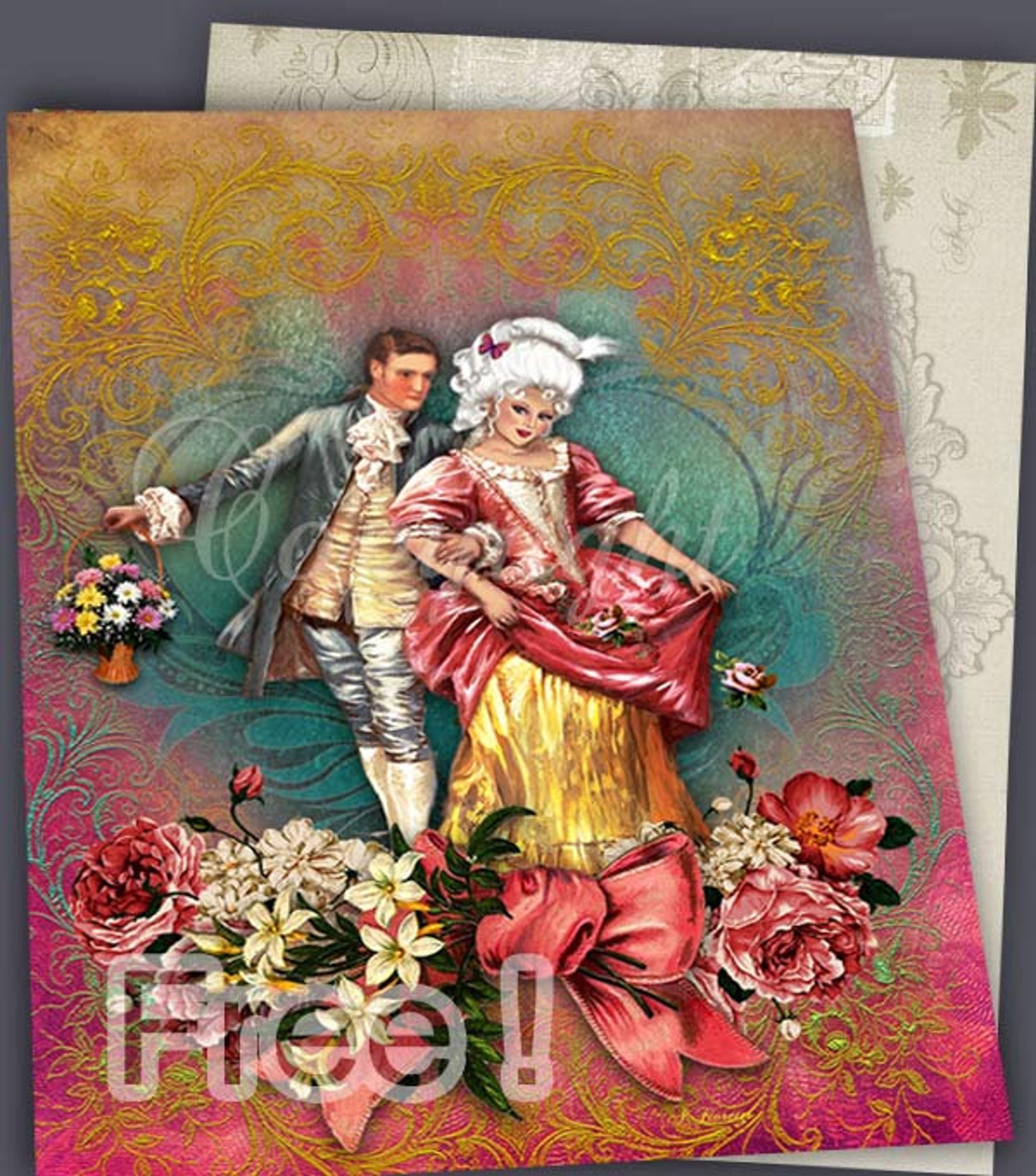 ROMANTIC COUPLES Free Printables Marie Antoinette Digital - Etsy