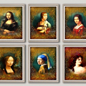Wall art set of 8 - Digital download art print  8X10 Inch printable wall art - Instant download - renaissance wall art  digital prints