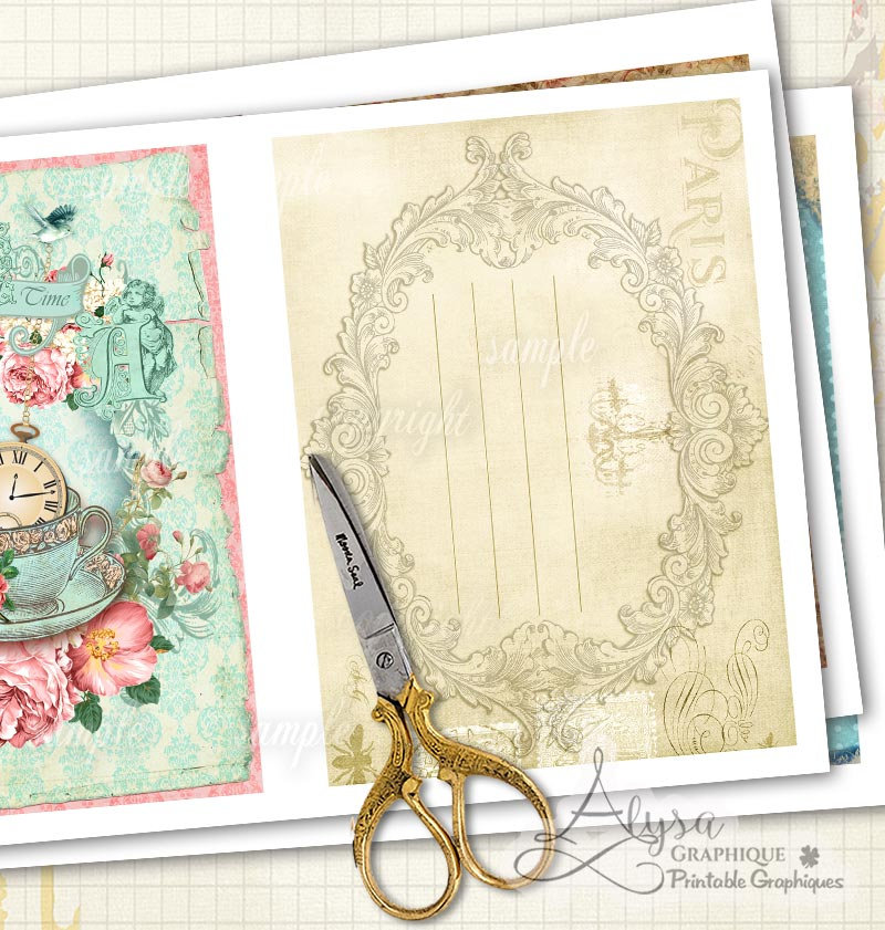 Digital Collage Sheet Printable Download Vintage Invitations TEA TIME ...