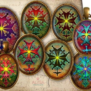 MUCHA X8 images cabochons ovales X6 Etiquettes images digitales bijoux, pendentif, médaillon, boucles d'oreilles, portes clefs image 1