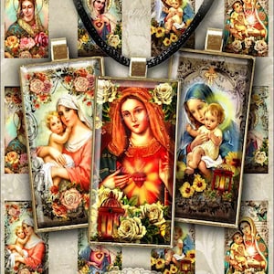 VIRGIN MARY, 1&quot;x2&quot; Domino  Images, digital images + Gift Tags Digital Collage Sheet - Domino collage sheets - Domino designs