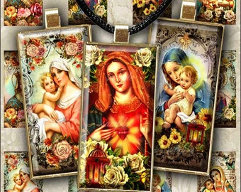 VIRGIN MARY, 1"x2" Domino  Images, digital images + Gift Tags Digital Collage Sheet - Domino collage sheets - Domino designs