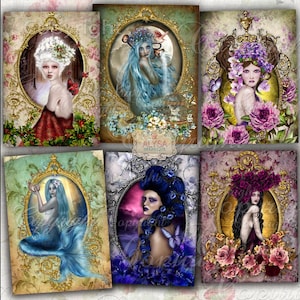 Shabby Chic x12 Images Digitales, Images Numerique, Les Signes du Zodiaque, Cartes d'art, scrapbooking, découpage